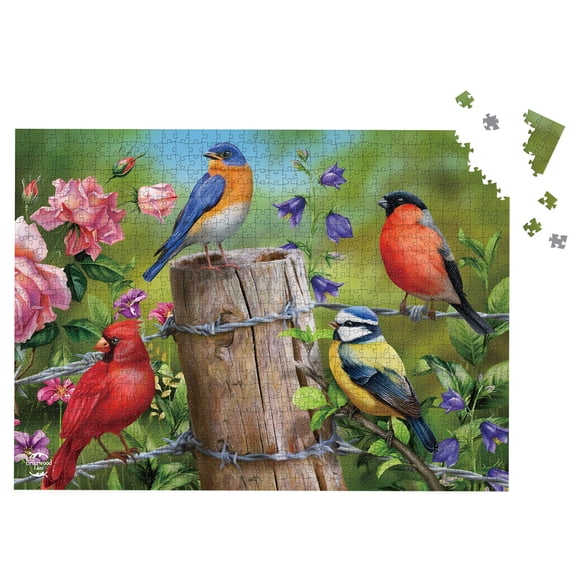 Briarwood Lane Spring Jigsaw Puzzle 1000 Pieces Adult Finished Size 29.5x19.68 Fence Post Birds Puzzle For Game Night