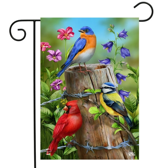 Briarwood Lane Fence Post Birds Spring Garden Flag