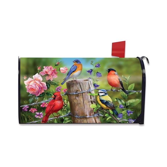 Briarwood Lane Spring Mailbox Cover - Oversized - Fence Post Birds Oversized For Spring Mailbox Cover