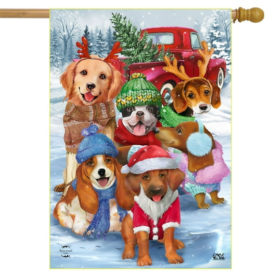 Briarwood Lane Festive Pups House Flag
