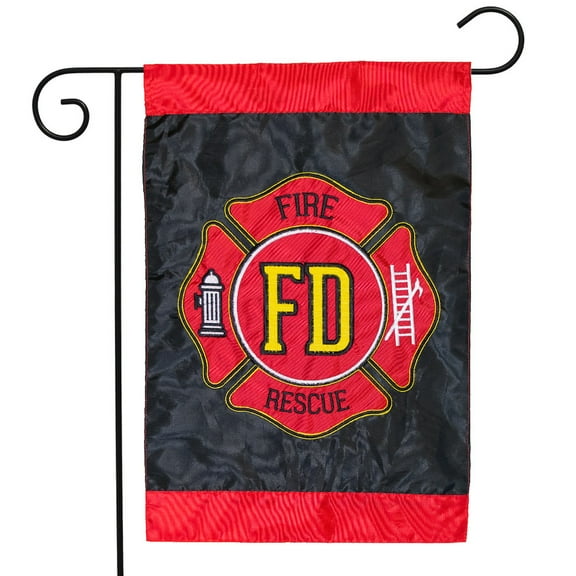 Briarwood Lane Fire Department Applique & Embroidered Garden Flag