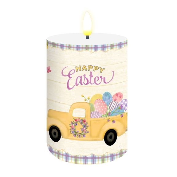 Briarwood Lane Flameless Candle 6x3 Happy Easter Pickup Flameless Candle with Timer for Easter