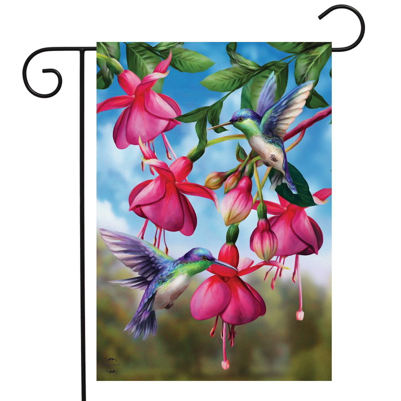 Flight of the Hummingbirds Multicolor Polyester Garden Flag
