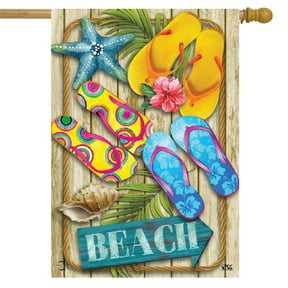 Briarwood Lane House Flag 40x28 For Outdoor Flip Flops Beach Summer For Summer House Flag