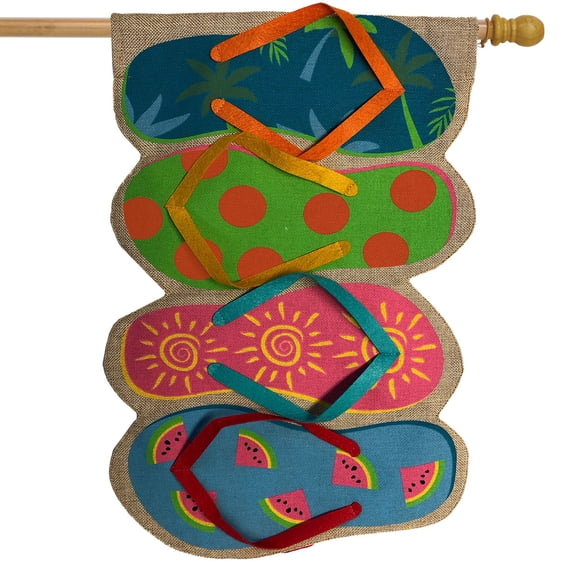 Briarwood Lane Flip Flops Summer Burlap House Flag
