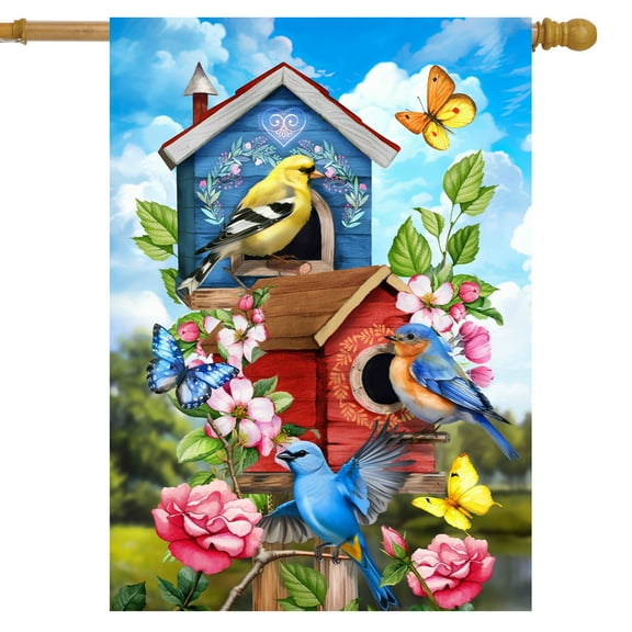 Briarwood Lane Floral Birdhouses House Flag
