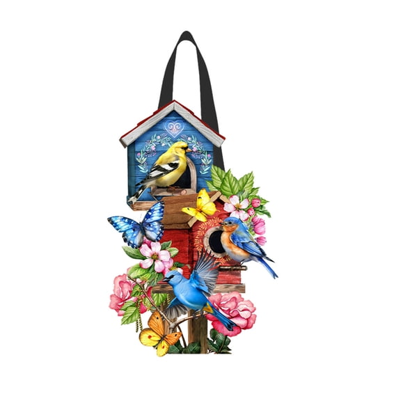 Briarwood Lane Floral Bridhouses Wood Door Hanger