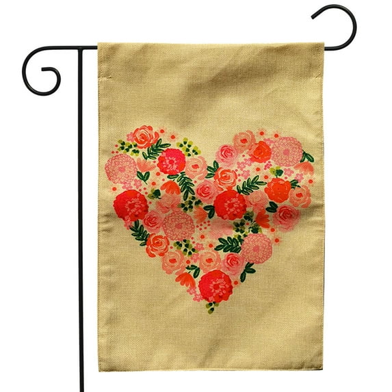 Briarwood Lane Floral Heart Valentine's Day Burlap Garden Flag