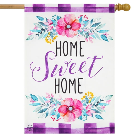 Briarwood Lane Floral Home Sweet Home Spring Burlap House Flag