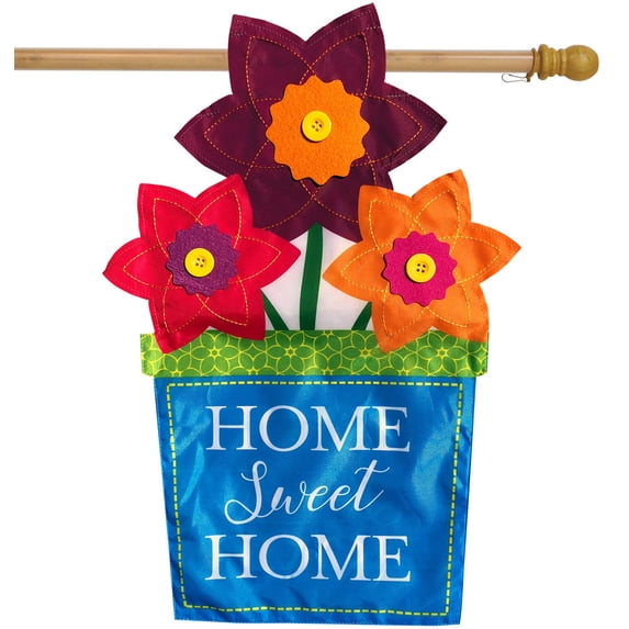 Briarwood Lane Flower Pot Applique Spring House Flag