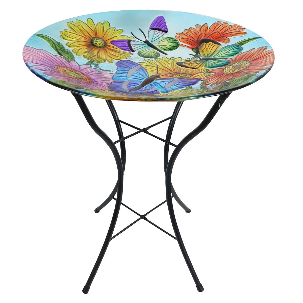 Briarwood Lane Fluttering Butterflies Glass Birdbath