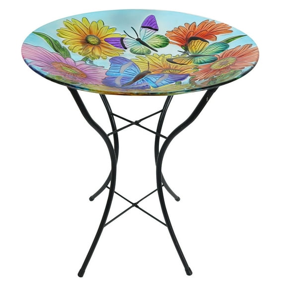 Briarwood Lane Fluttering Butterflies Glass Birdbath