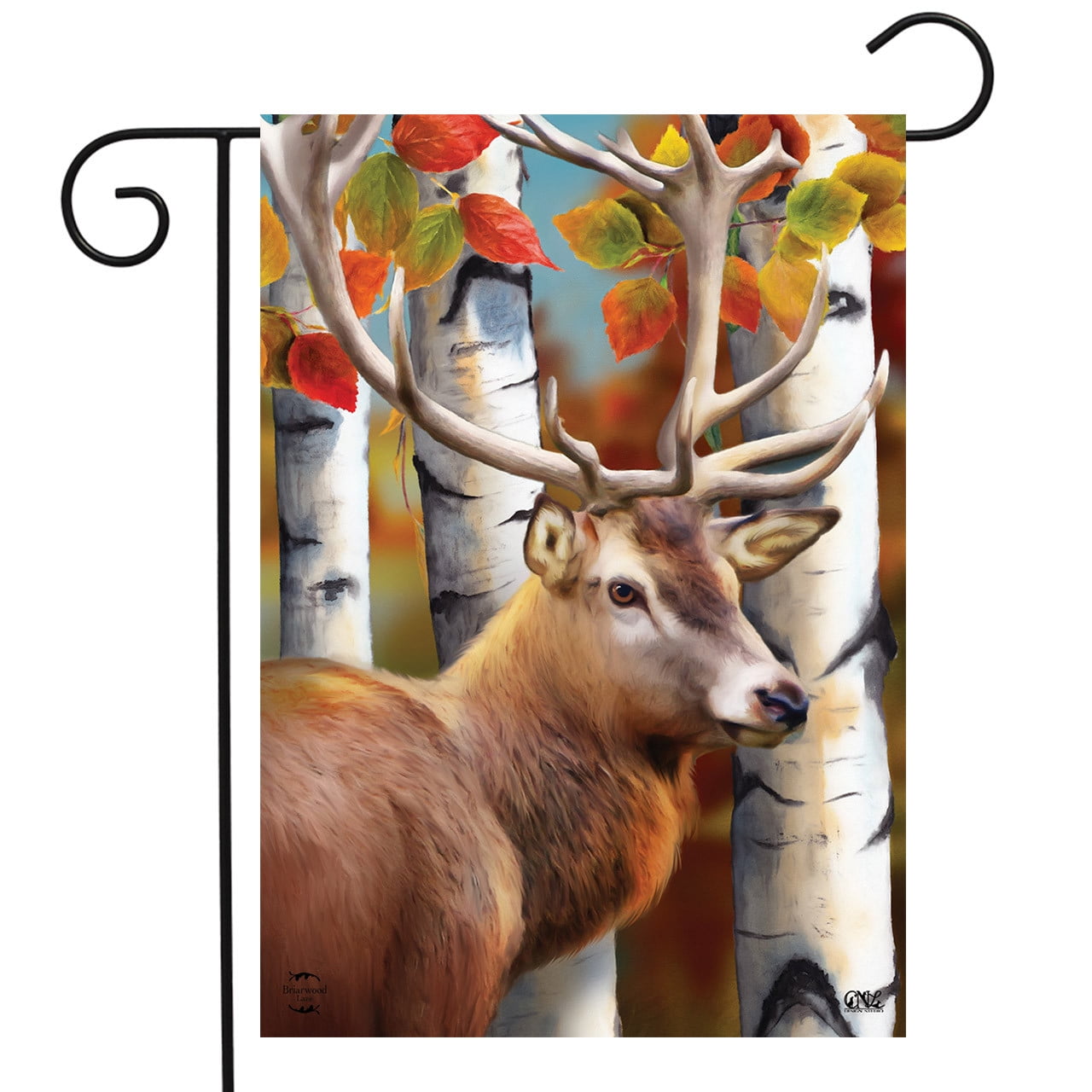 Forest Deer Autumn Leaves Polyester Garden Flag
