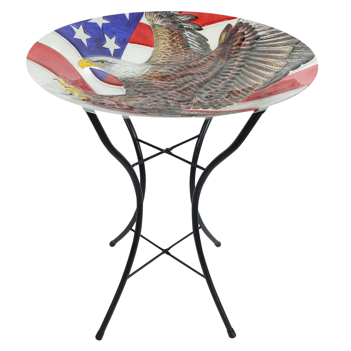 Briarwood Lane Everyday Glass Birdbath Including Metal Stand Freedom Eagle Birdbath