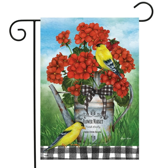 Briarwood Lane Geranium Watering Can Summer Garden Flag
