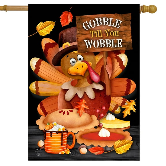 Briarwood Lane Gobble Wobble Turkey House Flag