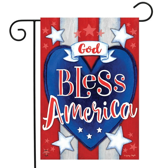 Briarwood Lane God Bless America Heart Patriotic Garden Flag