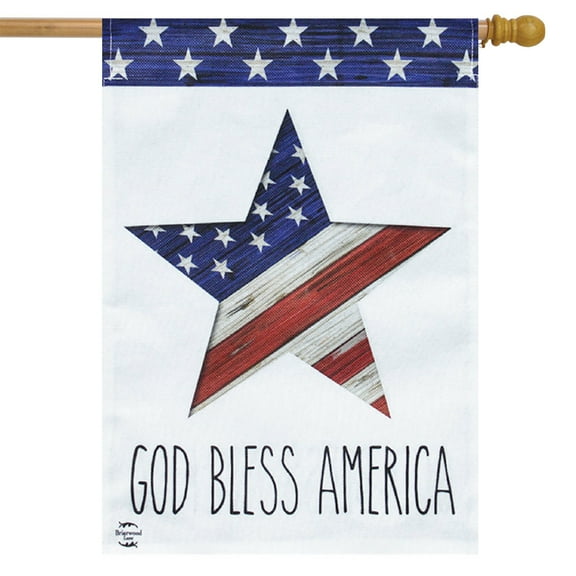 Briarwood Lane God Bless America Star Patriotic Burlap House Flag