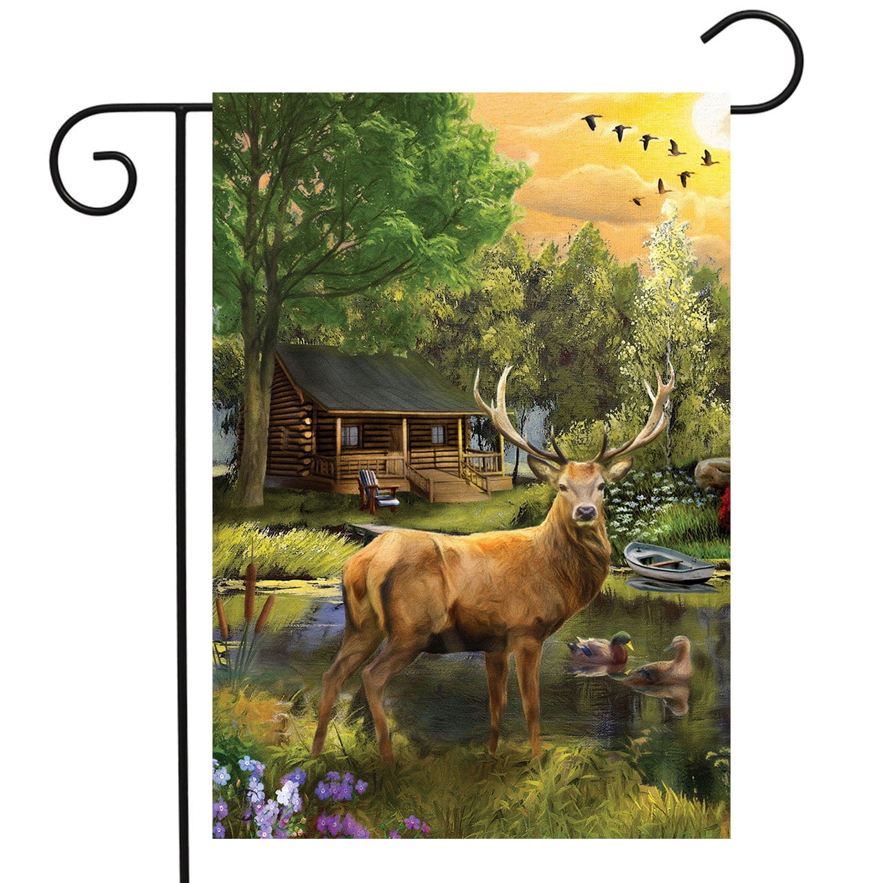 Great Outdoors Wildlife Elk Garden Flag in Multicolor Polyester
