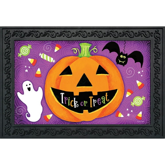 Briarwood Lane Halloween Treats Jack O'lantern Doormat