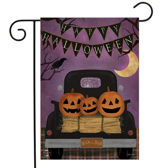 Briarwood Lane Halloween Truck Primitive Garden Flag
