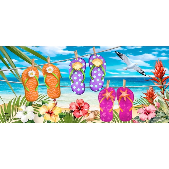 Briarwood Lane Summer Hanging Flip Flops Mini Mat 22x10 Indoor Outdoor For Summer Doormat