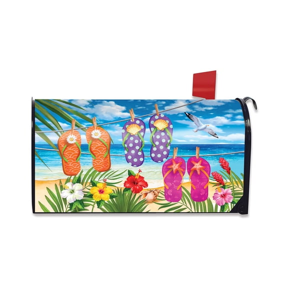 Briarwood Lane Summer Mailbox Cover  - Oversized - Hanging Flip Flops Oversized For Summer Mailbox Cover