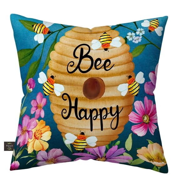 Briarwood Lane Spring Indoor/Outdoor Pillow 17x17 Happy Beehive For Spring Pillow