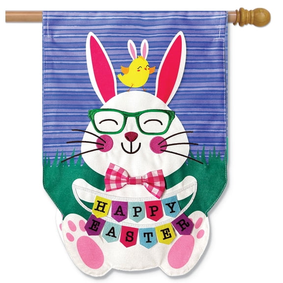 Briarwood Lane House Flag 40x28 For Outdoor Happy Easter Bunny Burlap For Easter House Flag