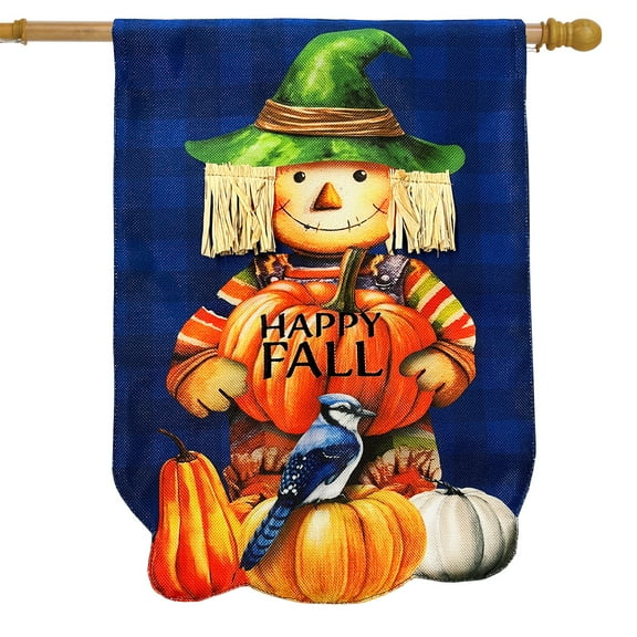 Briarwood Lane Happy Fall Scarecrow Burlap House Flag