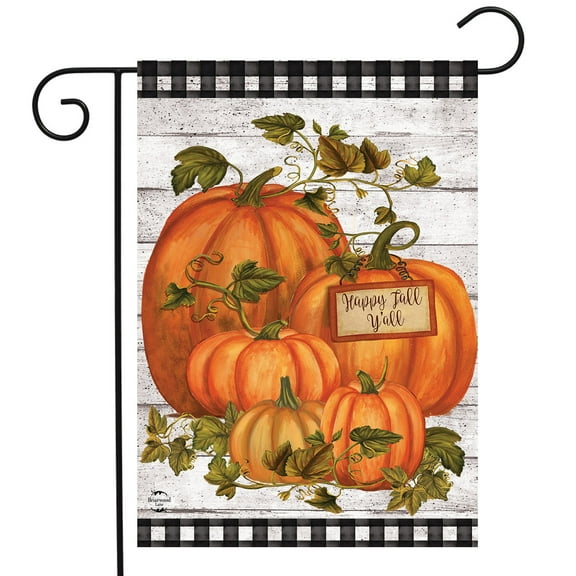 Briarwood Lane Happy Fall Y'all Pumpkins Farmhouse Garden Flag