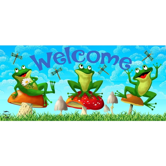 Briarwood Lane Spring Happy Frogs Mini Mat 22x10 Indoor Outdoor For Spring Doormat