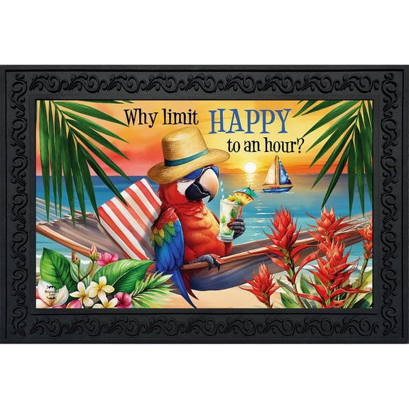 Briarwood Lane Summer Doormat 30x18 Indoor Outdoor Happy Hour Parrot For Summer Doormat
