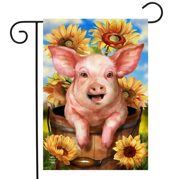 Briarwood Lane Happy Piglet Fall Garden Flag