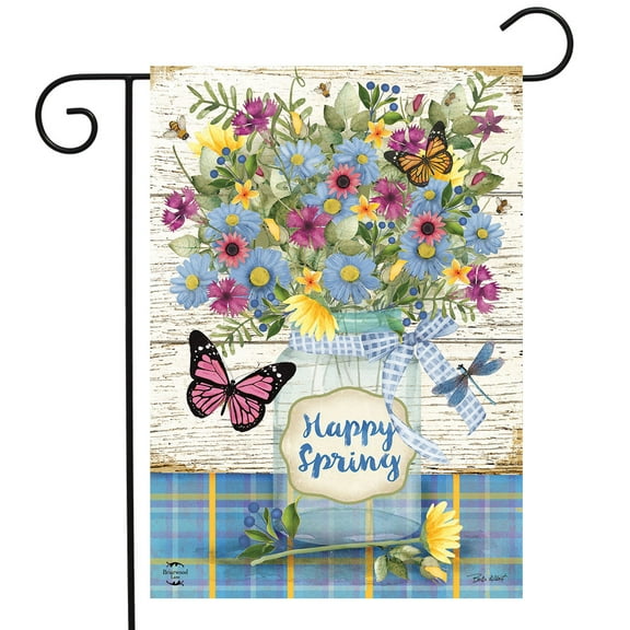 Briarwood Lane Happy Spring Floral Jar Garden Flag