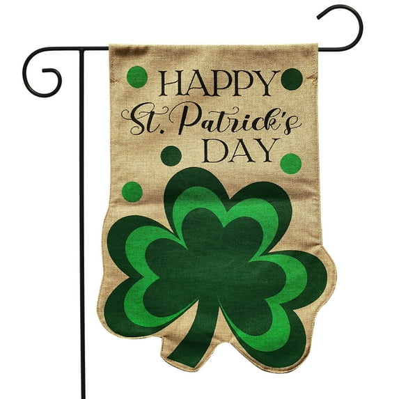 Briarwood Lane Happy St. Patrick's Shamrock Burlap Garden Flag