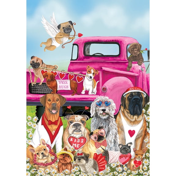 Briarwood Lane Garden Flag 12x18 For Outdoor Happy Valentine's Dogs For Valentine's Dog Truck Garden Flag Flags For Outside