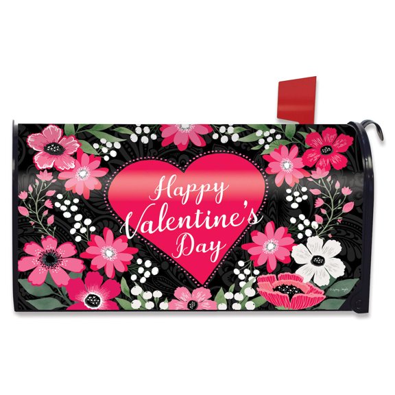 Briarwood Lane Mailbox Cover  - Standard Size - Happy Valentine's Floral For Valentine's Mailbox Cover