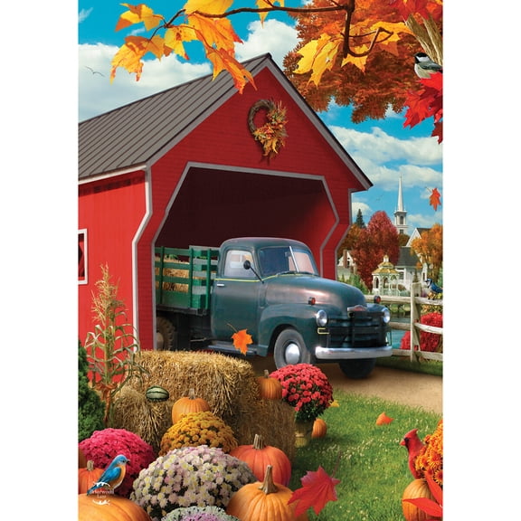 Briarwood Lane Fall House Flag 40x28 For Outdoor Harvest Bridge Autumn For Fall House Flag