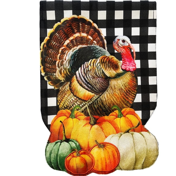 Briarwood Lane Fall House Flag 40x28 For Outdoor Harvest Turkey Burlap For Fall House Flag