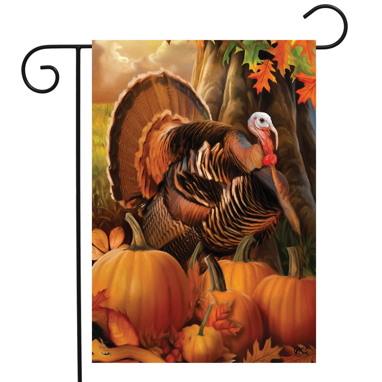 Harvest Turkey and Pumpkins Fall Garden Flag
