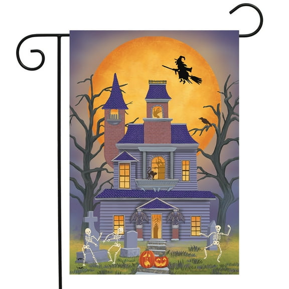 Briarwood Lane Haunted House Party Halloween Garden Flag
