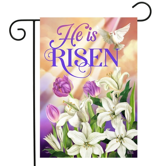 Briarwood Lane He Is Risen Lillies Easter Garden Flag