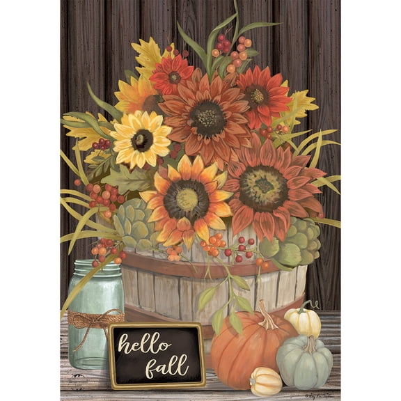 Briarwood Lane Garden Flag 12x18 For Outdoor Hello Fall Floral Primitive For Fall Garden Flag Flags For Outside