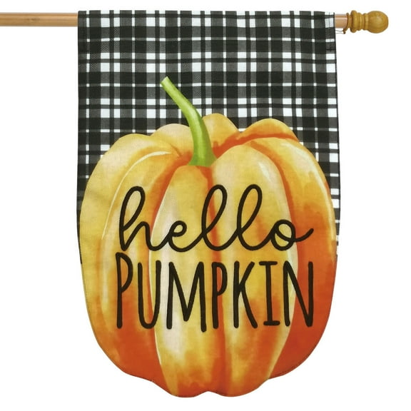 Briarwood Lane Hello Pumpkin Fall Burlap House Flag