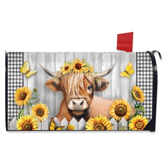 Briarwood Lane Summer Mailbox Cover - Standard Size - Highland Cow For Summer Mailbox Cover