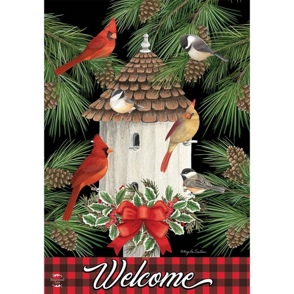 Briarwood Lane Christmas Garden Flag 12x18 For Outdoor Holiday Bird Gathering For Christmas Garden Flag Flags For Outside