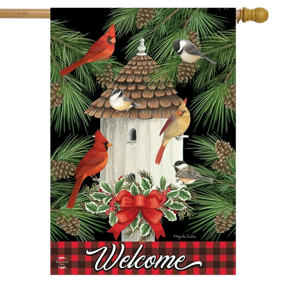 Briarwood Lane Holiday Bird Gathering House Flag