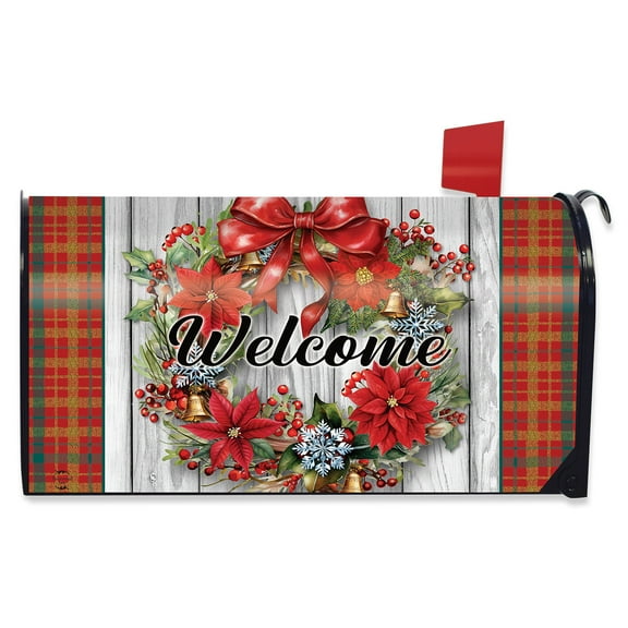 Briarwood Lane Holiday Poinsettia Wreath Mailbox Cover