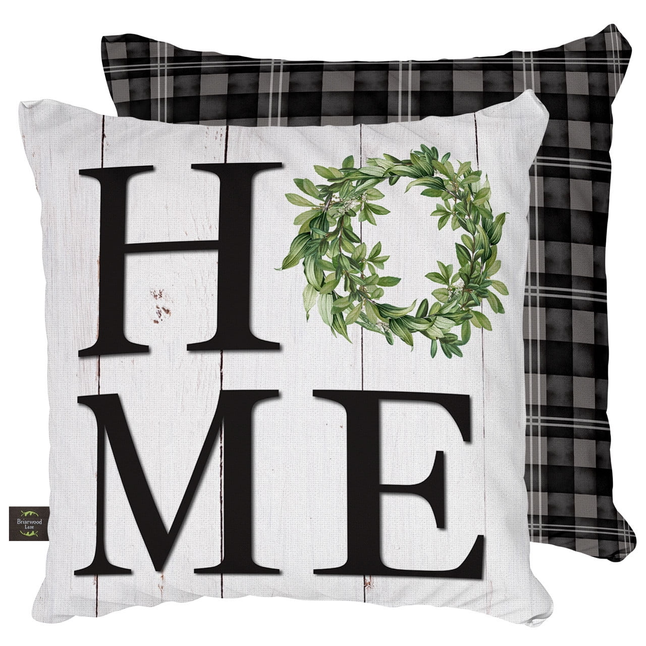 Black and White Plaid HOME Decorative Pillow 17" x 17"
